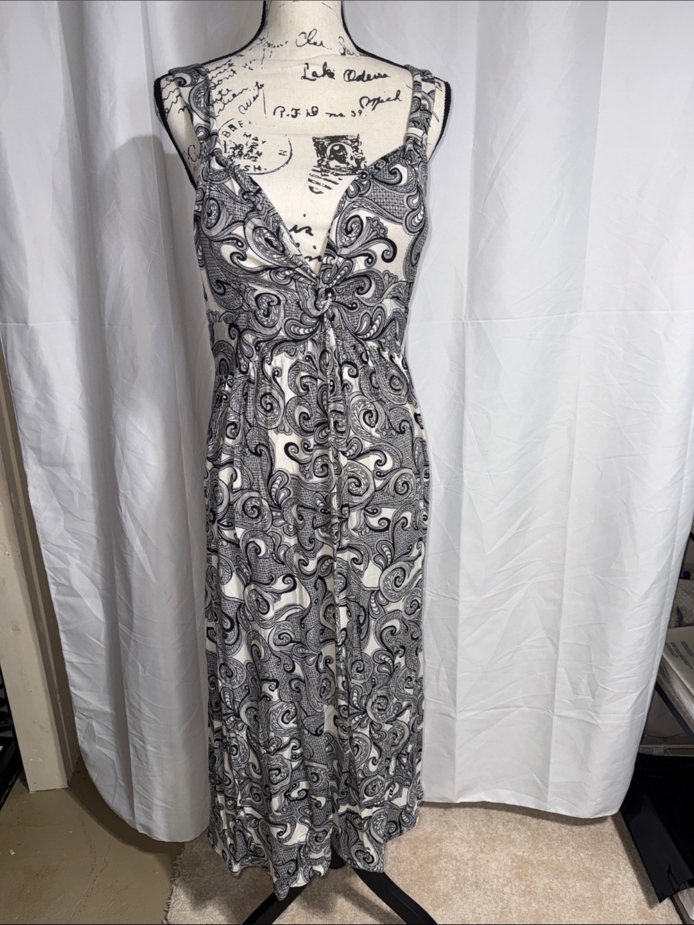 Allison Brittney Black & White Paisley Maxi Dress